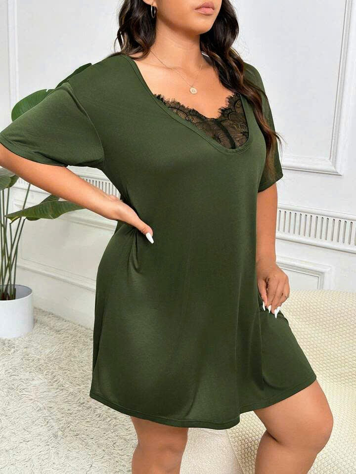 Short Sleeve Loose Sleepwear Dress 24091