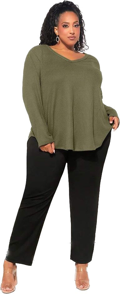 Plus Solid V Neck Tee CS7011 (Size US22 - US34)
