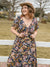 Tied Printed Short Sleeve Midi Dress