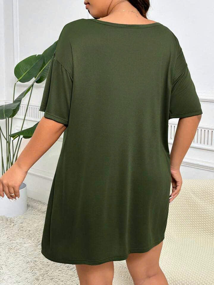 Short Sleeve Loose Sleepwear Dress 24091