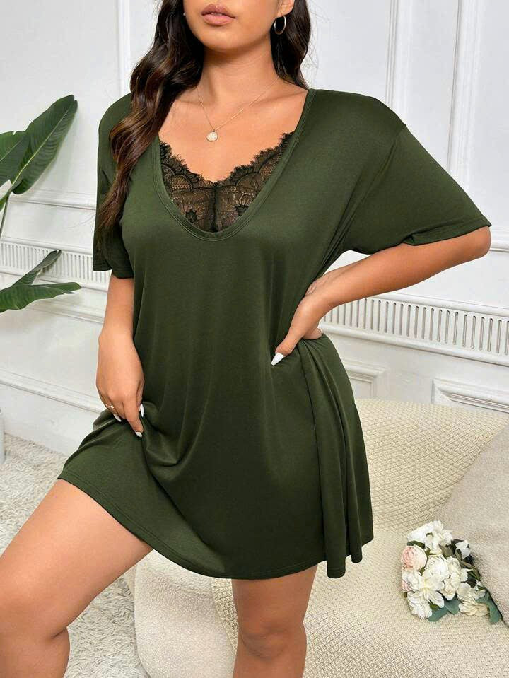 Short Sleeve Loose Sleepwear Dress 24091