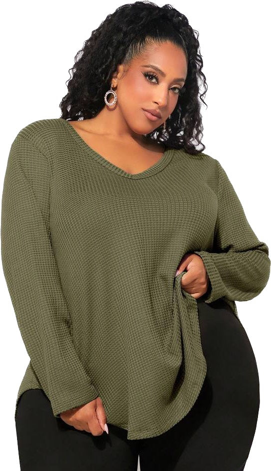 Plus Solid V Neck Tee CS7011 (Size US22 - US34)