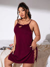 Keyhole Neck Lace Trim Slit Side Backless Nightdress