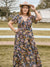 Tied Printed Short Sleeve Midi Dress