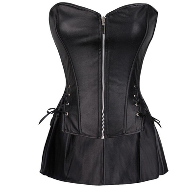 PLUS SIZE FAUX LEATHER CORSET DRESS CS112