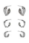 Basic Metal Mini Hoop 3 Pair Earring Set