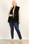 Fancy Faux Fur Vest Jacket With Open Front with Pockets