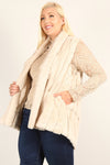 Fancy Faux Fur Vest Jacket With Open Front with Pockets