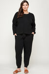 Solid Sweater Knit Top And Pant Set