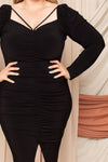 Deep Round Neck Shirring Detailed Dress